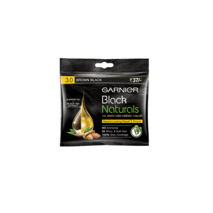 Garnier Black Naturals Oil Enriched Cream Hair Colour - 3.0 Brown Black (Black, 20gm+20ml)