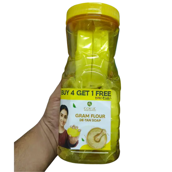 20260518_194452_0000 Gokul Gram Flour De-Tan Soap 75gx4 Buy 4 Get 1 Free - Image 1
